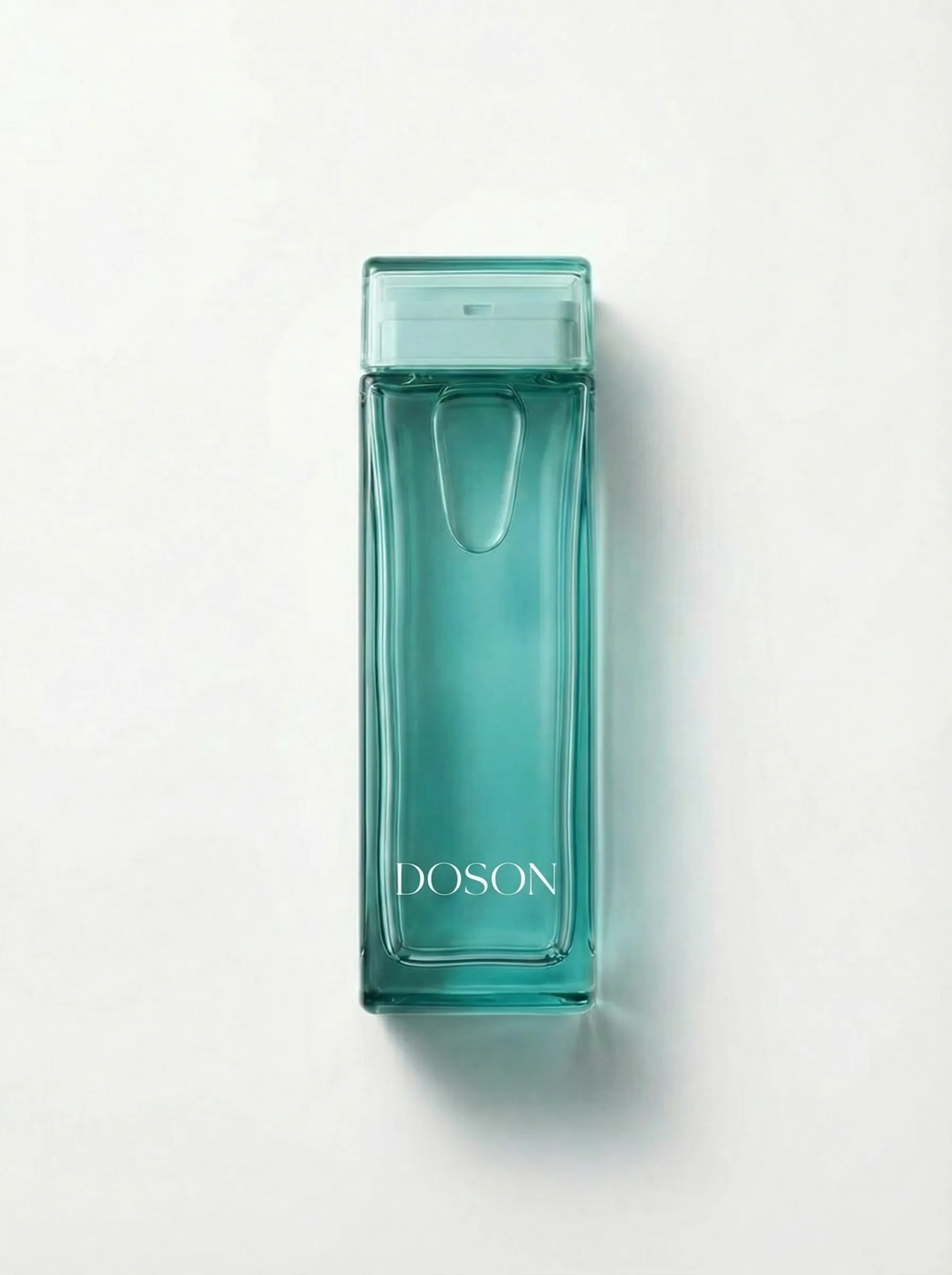 DOSON The Serum — teal rectangular glass bottle with dropper mechanism