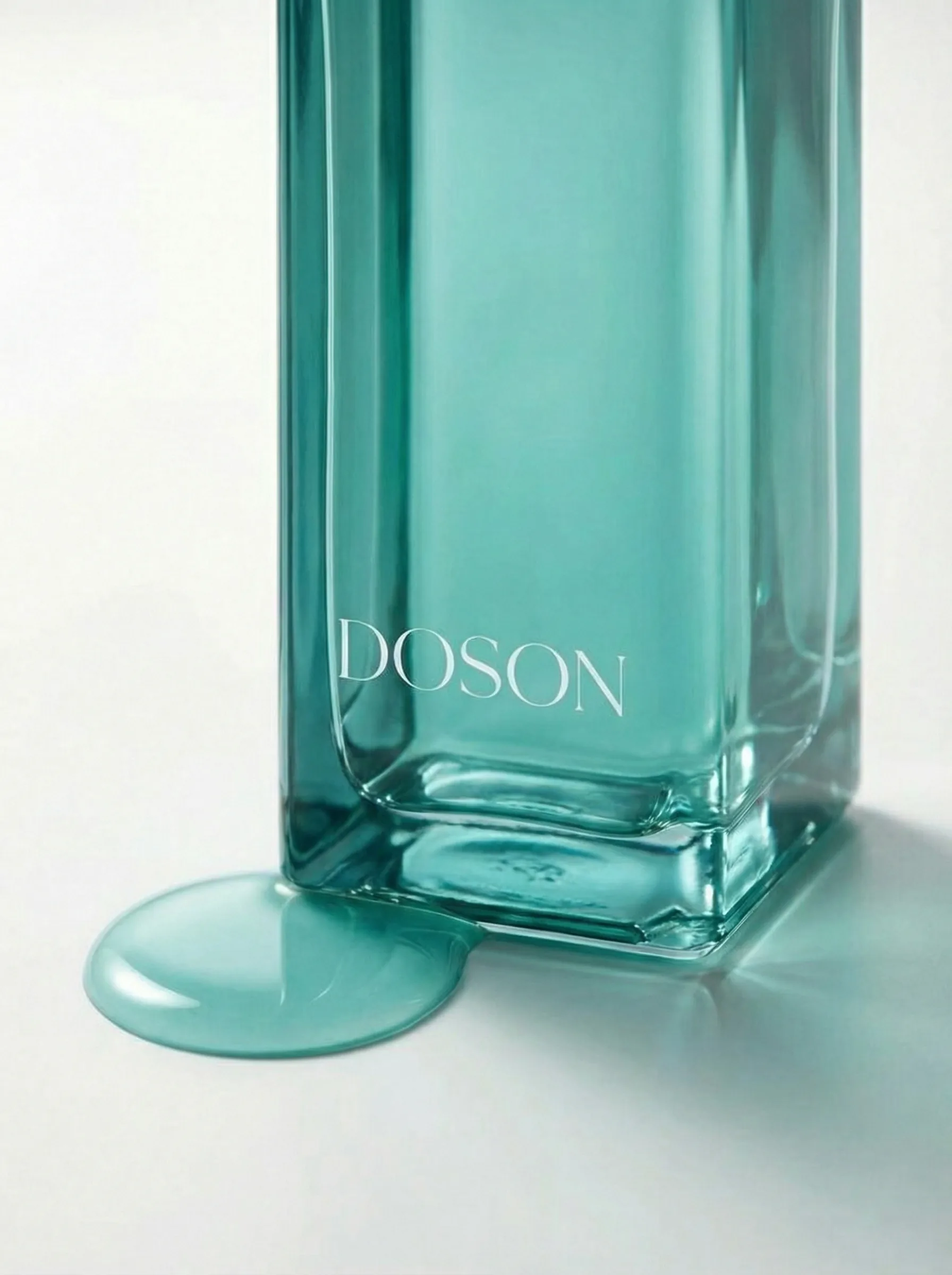 Serum liquid at bottle base — cinematic