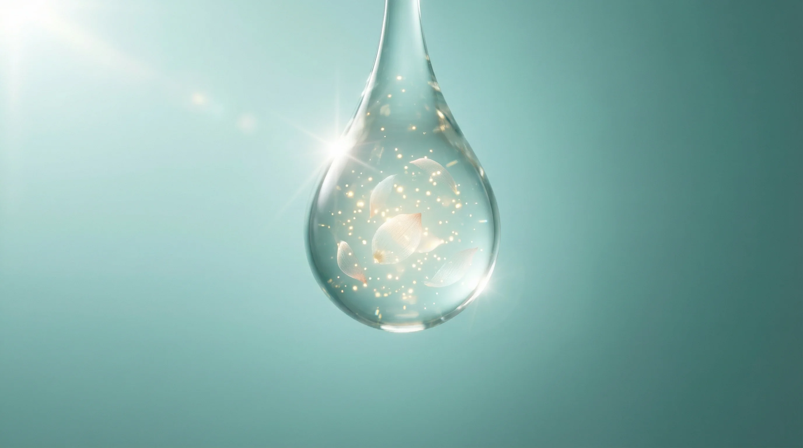 Translucent serum droplet with botanical micro-structures — Dosomatrix