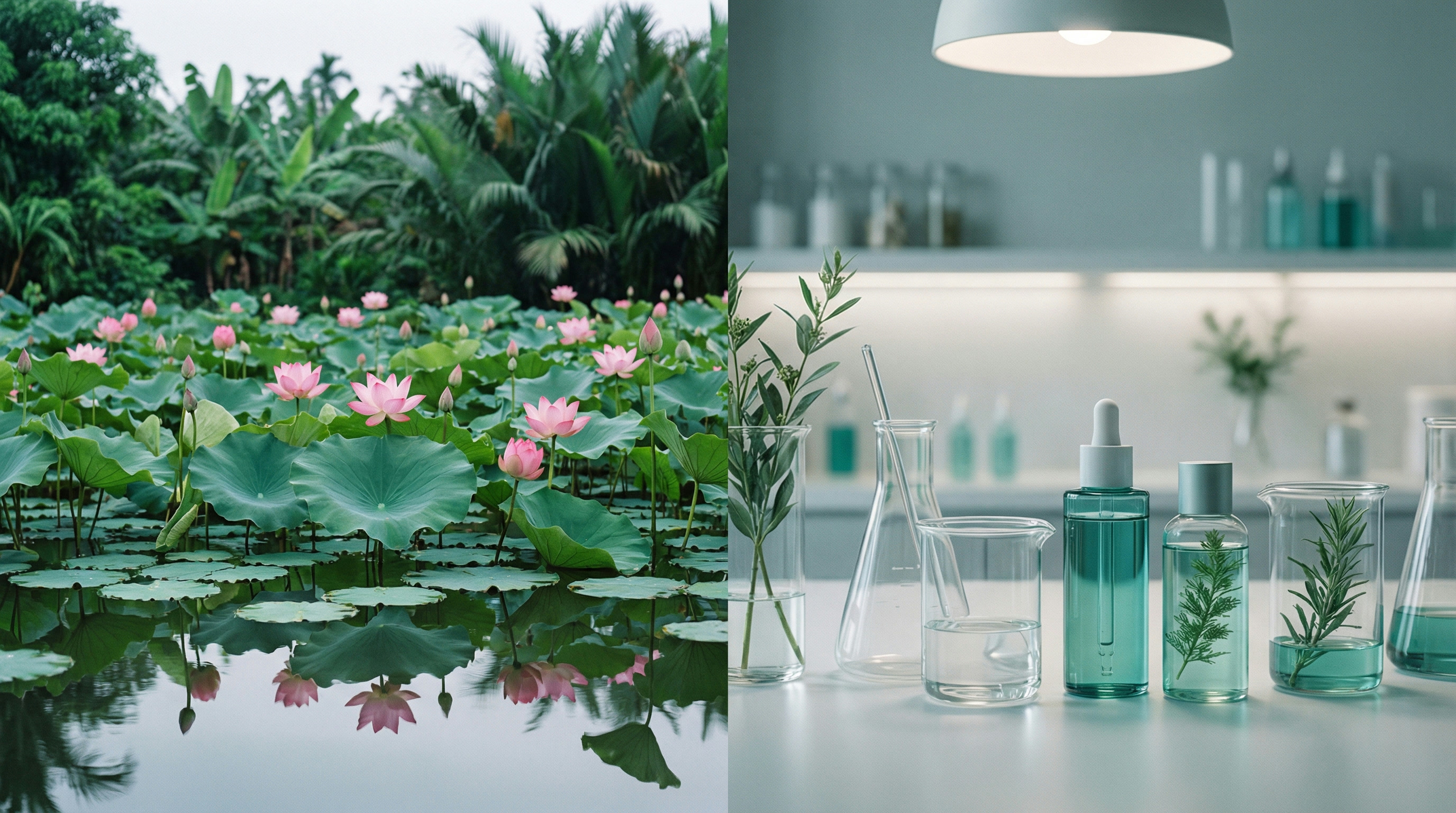 Vietnamese garden merging with modern laboratory